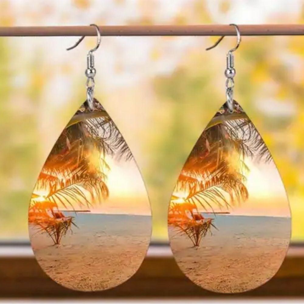 Tropical Sunset Teardrop Earrings